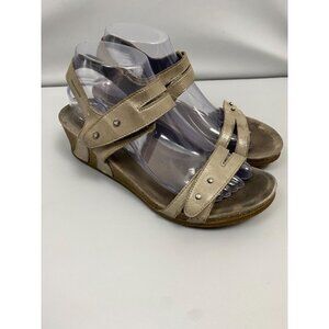 Mephisto Minoa Liz ‎ Wedge Sandal Women size 9 Brown Leather Strappy Metallic